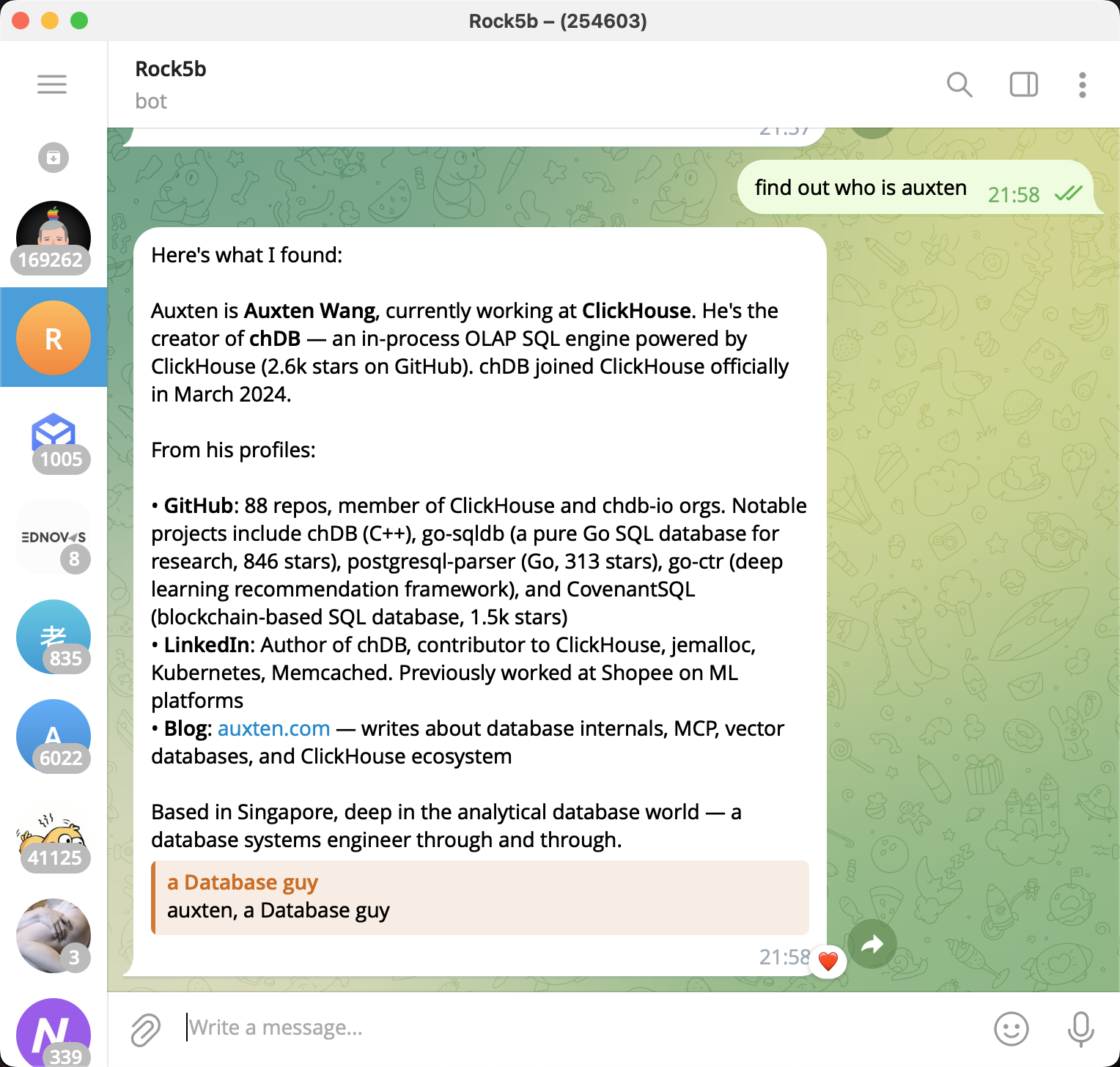 OpenClaw responding via Telegram